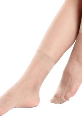 Bonas 5 Pairs Ankle High Thin Socks Nylon Spandex Sheer Pantyhose-Light Nude