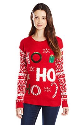 Derek Heart Juniors’ Ho Ho Ho Jacquard Ugly Christmas Sweater