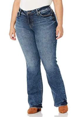 Silver Jeans Co. Women’s Plus Size Elyse Curvy Mid Rise Slim Fit Bootcut Jean